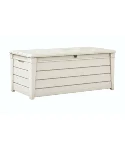 Baule da esterno keter "brightwood pool box" in resina bianco 454 lt 145x69,7x60,3 cm